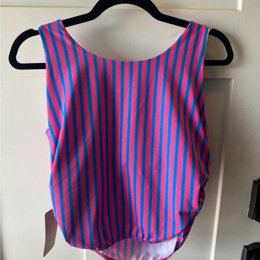 Albion swim ruched crop top berry stripe - Picture 3 of 7